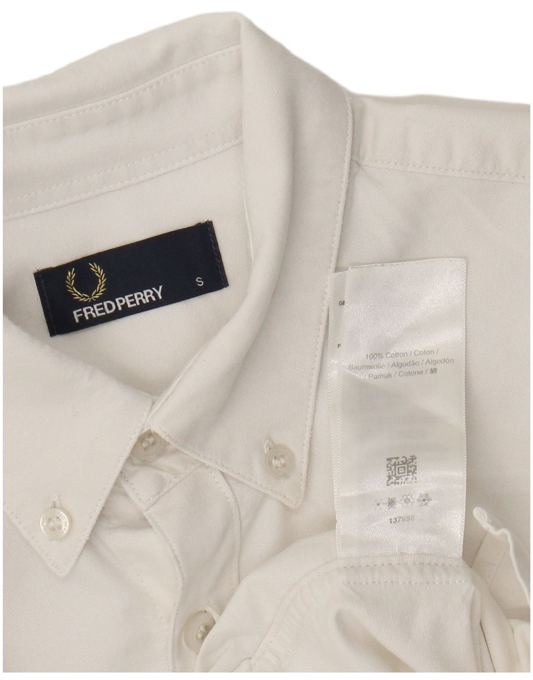 Camisa masculina Fred Perry pequena de algodão branco