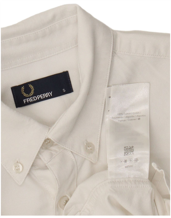 Camisa masculina Fred Perry pequena de algodão branco