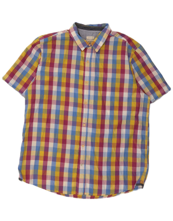 White Stuff Camisa masculina de manga curta com ajuste clássico XL guingão multicolorido