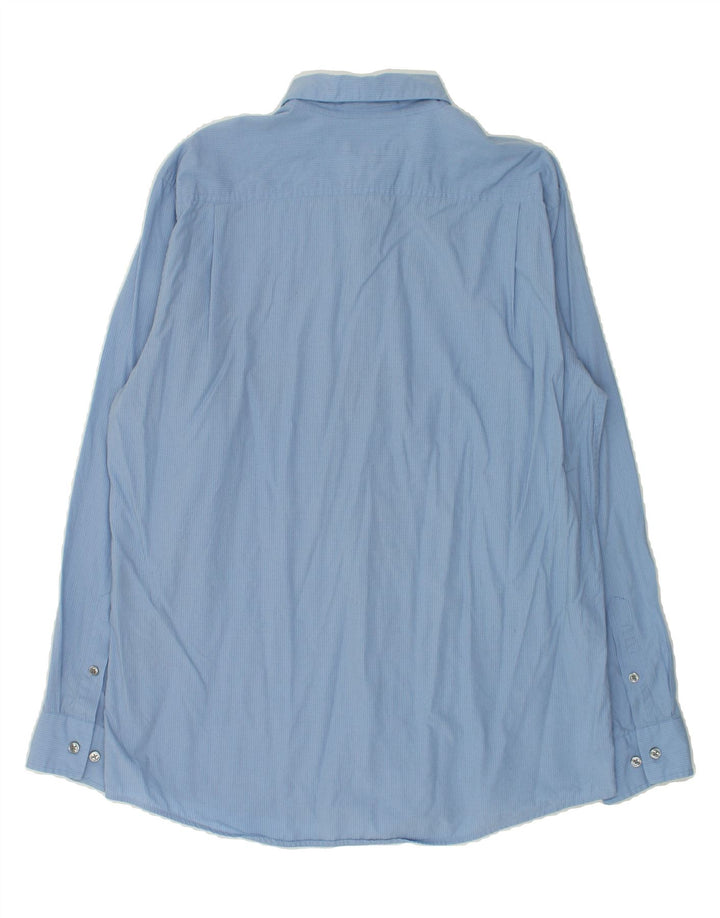 DKNY Mens Shirt Large Blue Spotted Cotton | Vintage Dkny | Thrift | Second-Hand Dkny | Used Clothing | Messina Hembry 