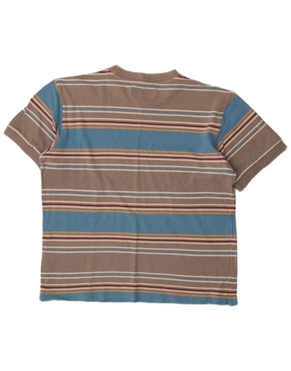 Camiseta masculina Diadora Top grande algodão listrado cinza
