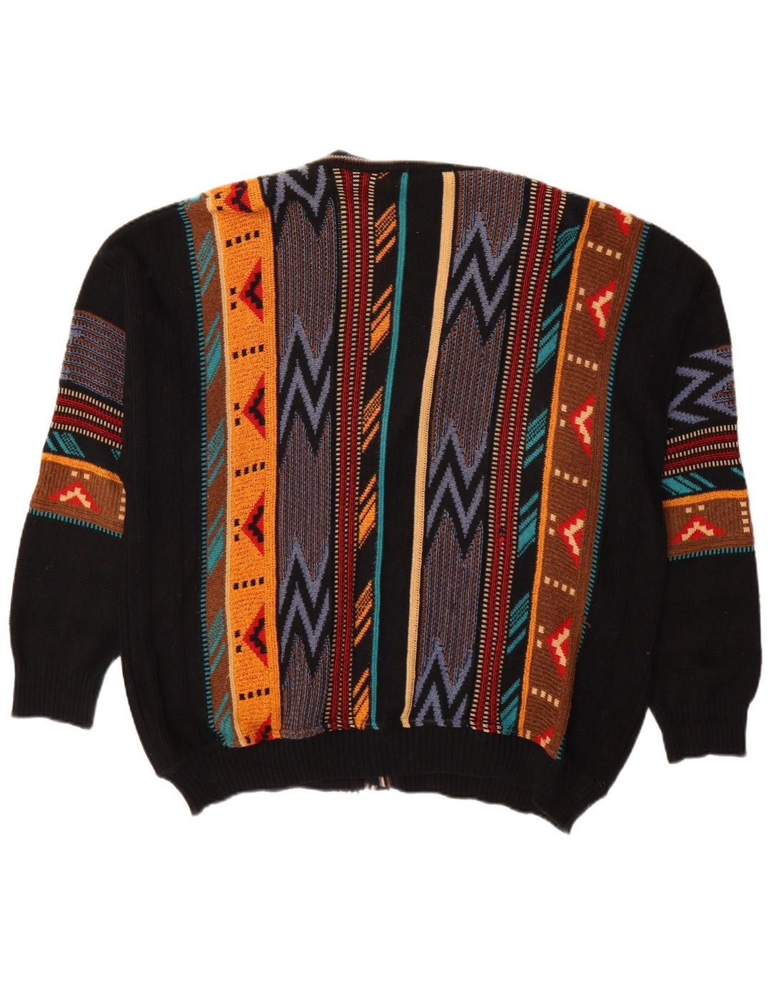 Suéter cardigã masculino Monello IT 62 3XL algodão geométrico multicolorido