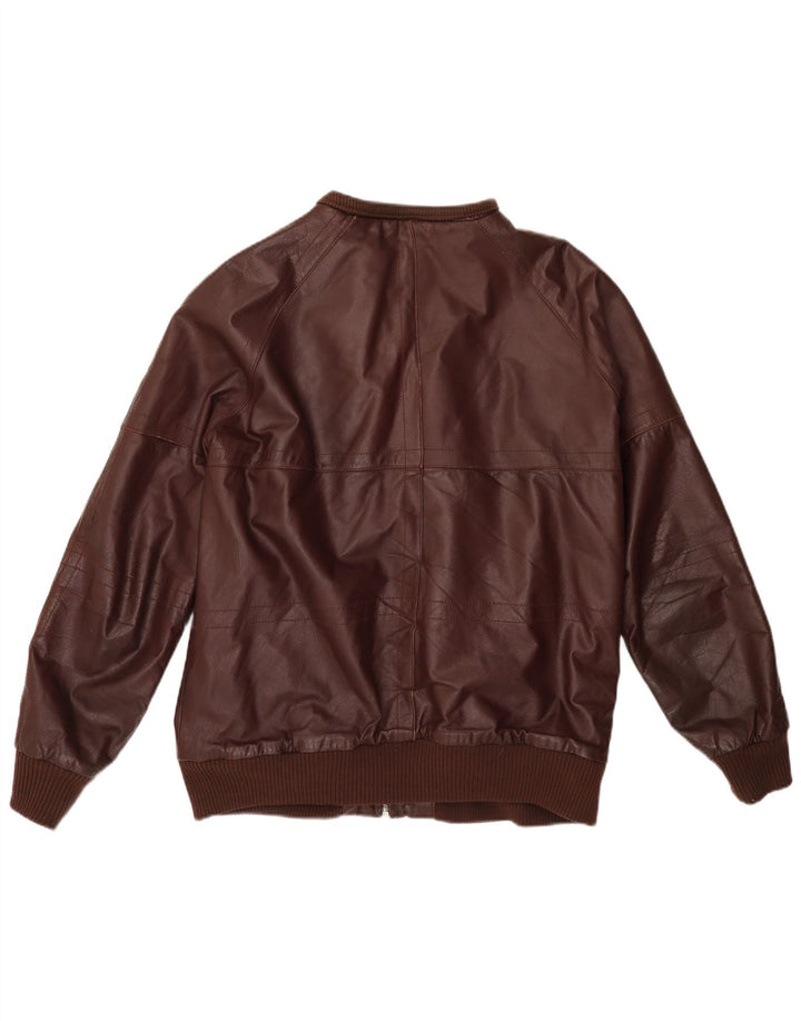 Jaqueta de couro masculina VINTAGE Reino Unido 38 Médio Borgonha
