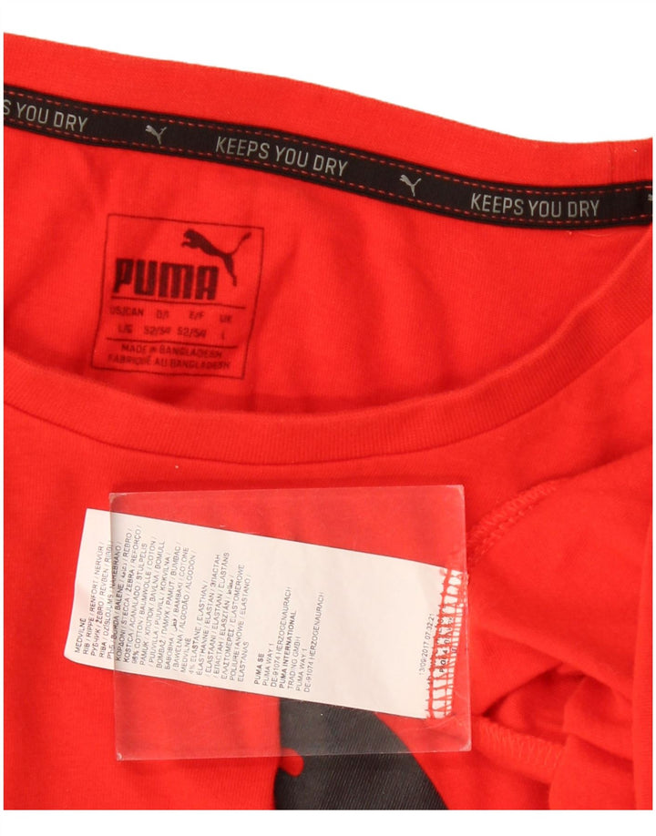 Puma Mens Graphic T-Shirt Top Grande Algodão Vermelho
