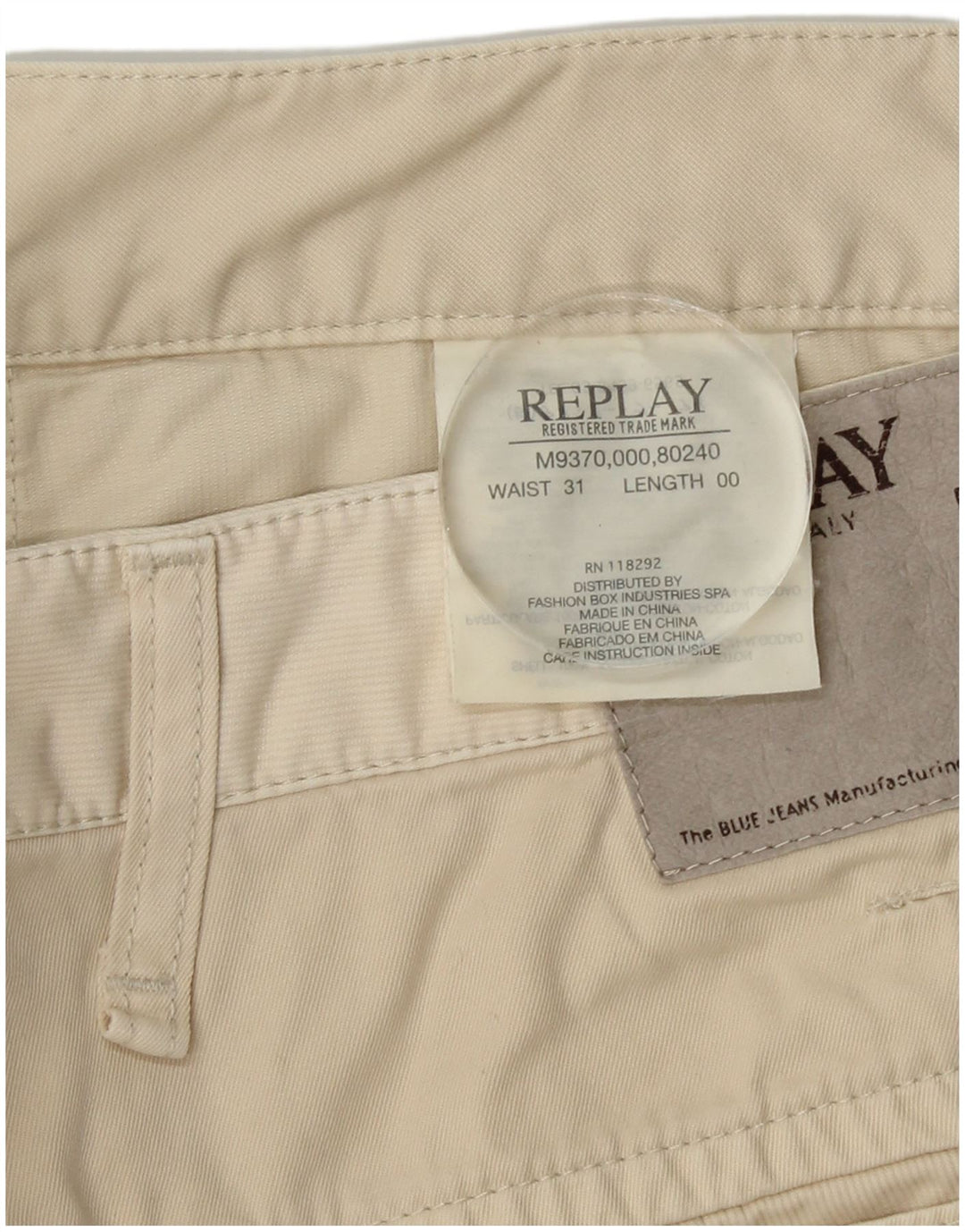 Shorts casual masculino REPLAY W31 médio algodão branco