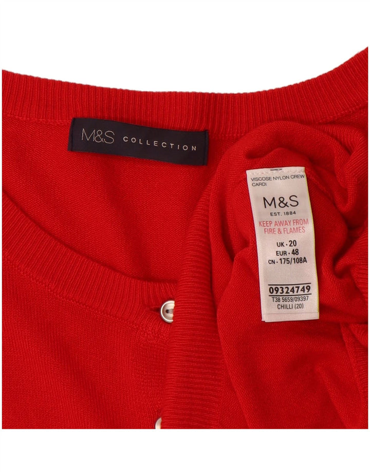 Suéter cardigã feminino MARKS & SPENCER UK 20 2XL viscose vermelha