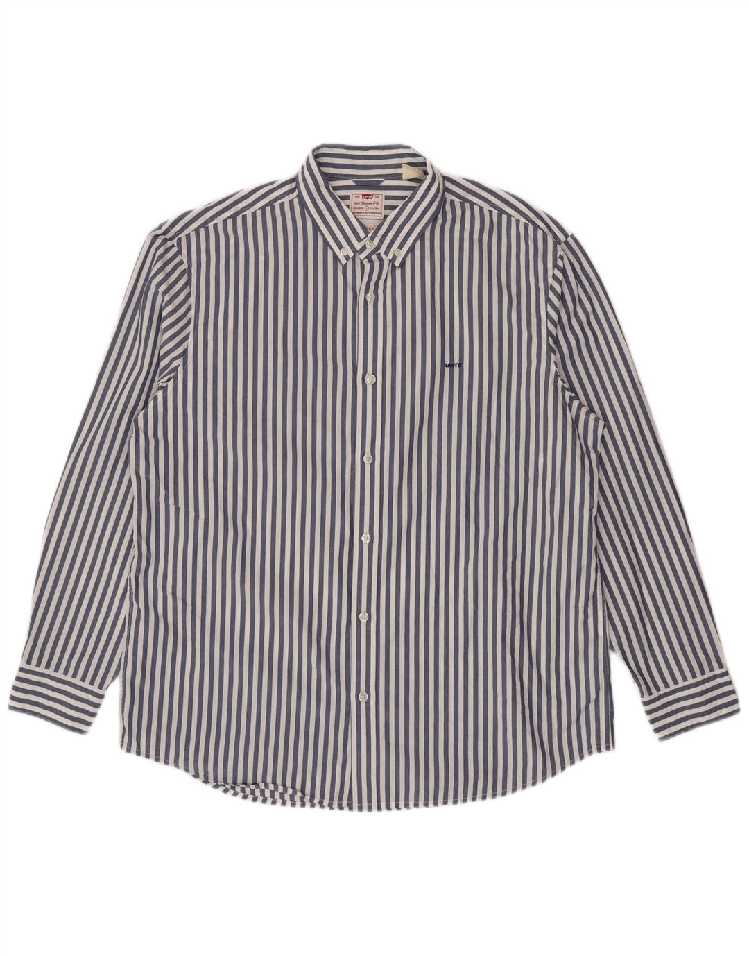Camisa masculina relaxada Levi's grande algodão listrado azul
