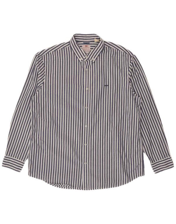 Camisa masculina relaxada Levi's grande algodão listrado azul