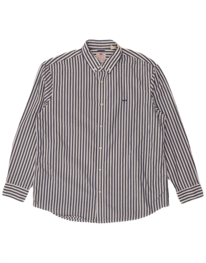 Camisa masculina relaxada Levi's grande algodão listrado azul