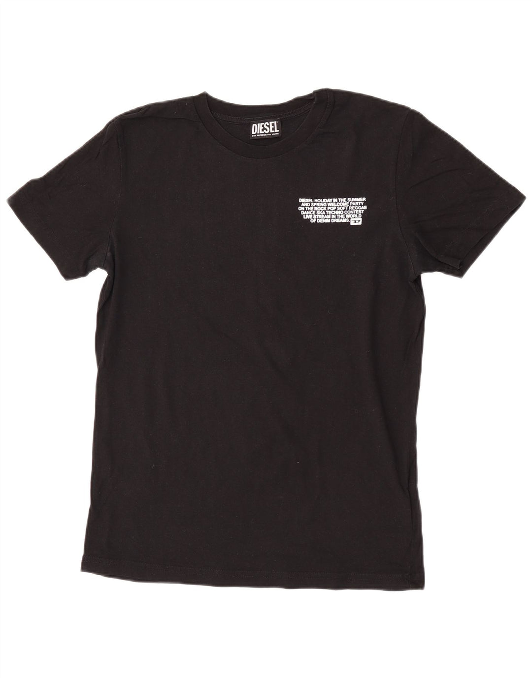 Diesel Camiseta masculina gráfica Top pequeno algodão preto