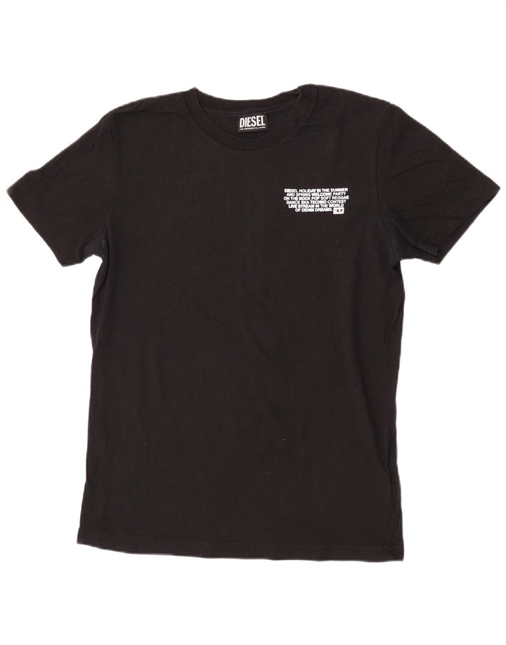 Diesel Camiseta masculina gráfica Top pequeno algodão preto