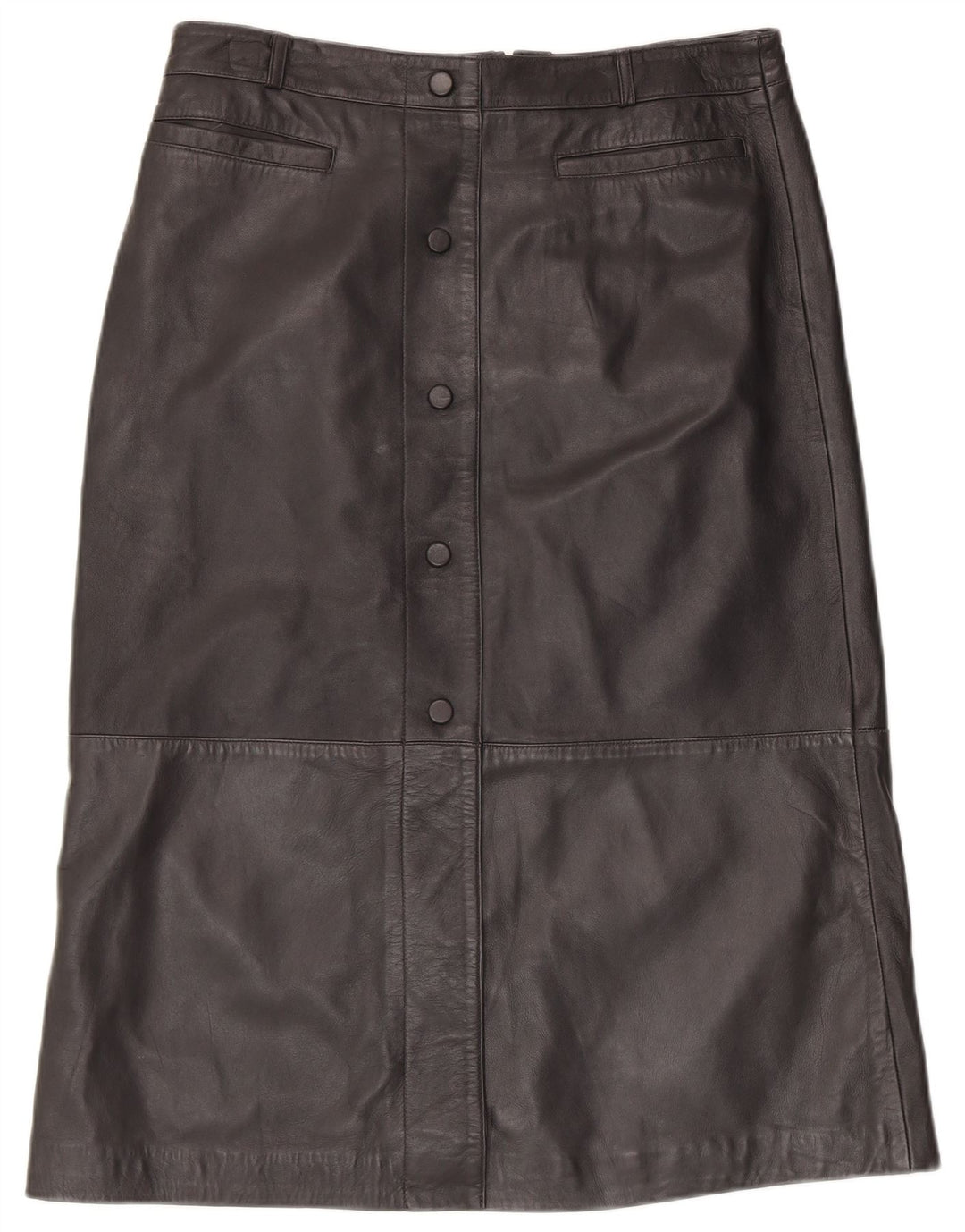 Saia feminina de couro MINT VELVET Reino Unido 14 grande W34 couro preto