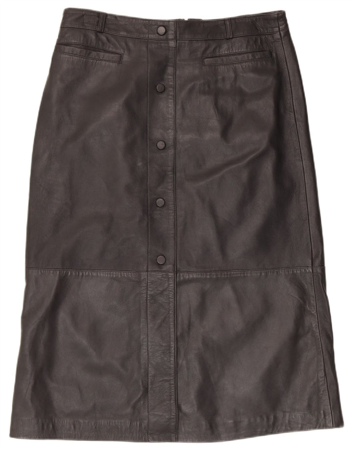 Saia feminina de couro MINT VELVET Reino Unido 14 grande W34 couro preto