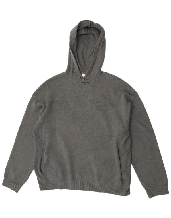 Zara Mens Hooded Jumper Sweater Large Grey Viscose
