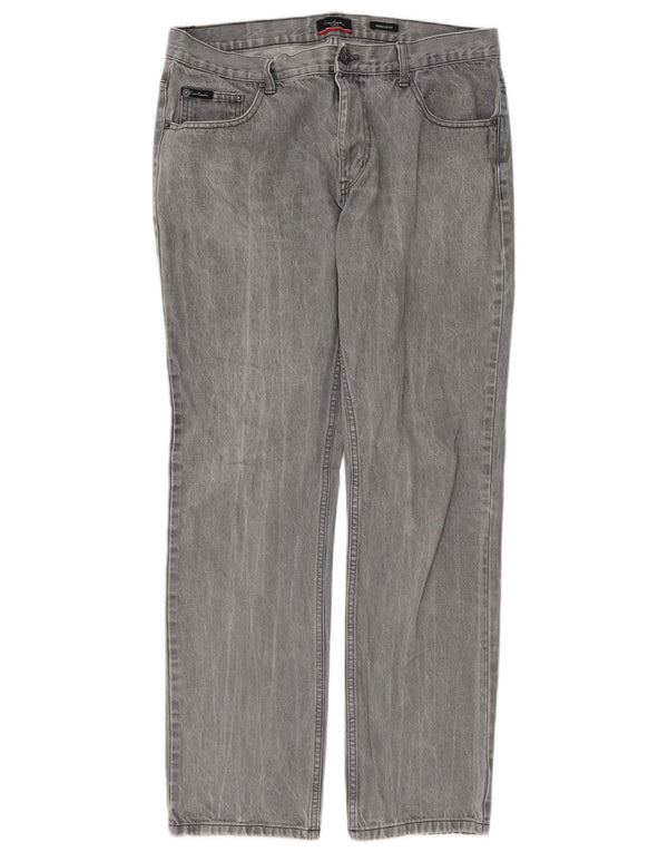 Pierre Cardin Mens Regular Fit Straight Jeans W36 L32 Algodão Cinza