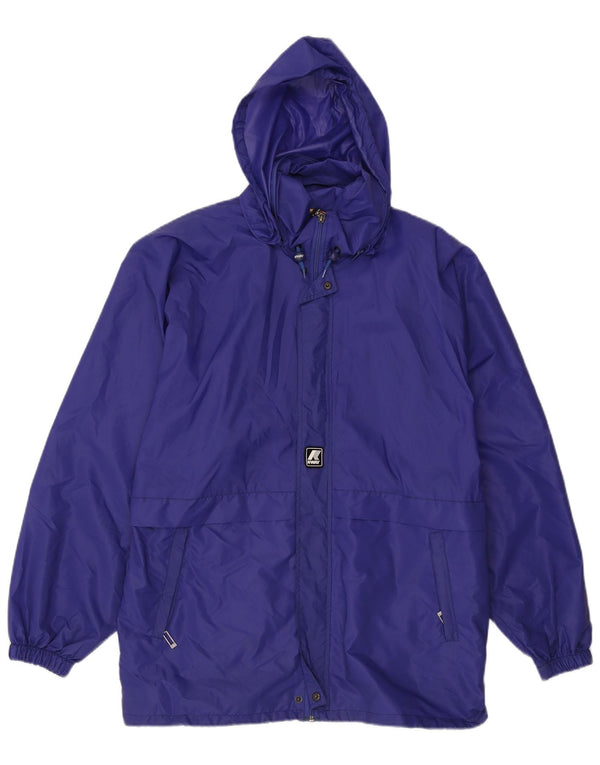 Jaqueta de chuva masculina com capuz K-Way UK 42 XL azul