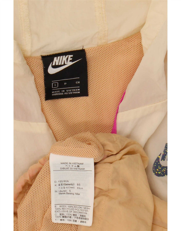Jaqueta de chuva feminina Nike com capuz oversized UK 10 Small Beige Colourblock