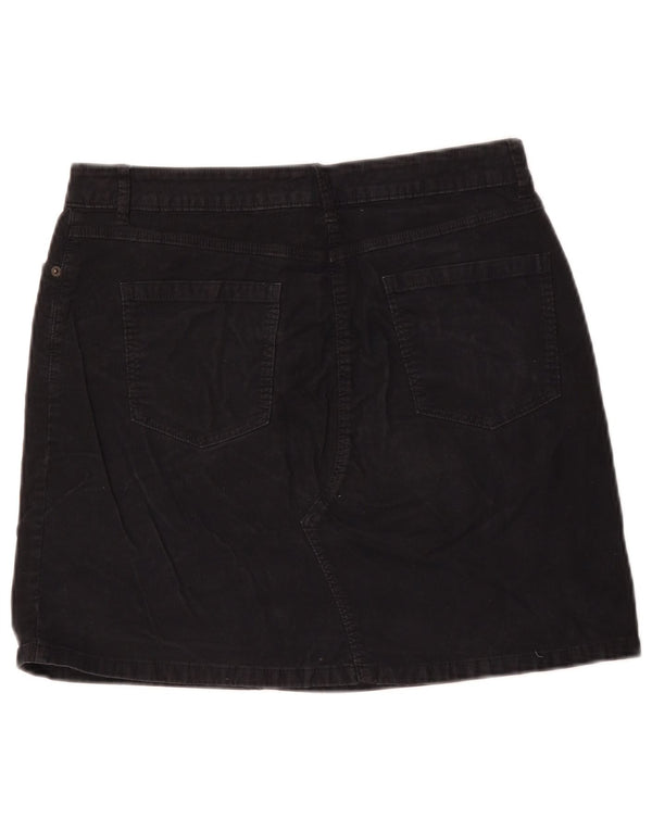 Mini saia de veludo cotelê feminina Marks & Spencer Reino Unido 12 médio W32 algodão preto