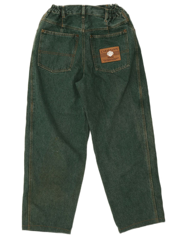 Jeans vintage feminino cônico 13-14 anos W27 L25 algodão verde