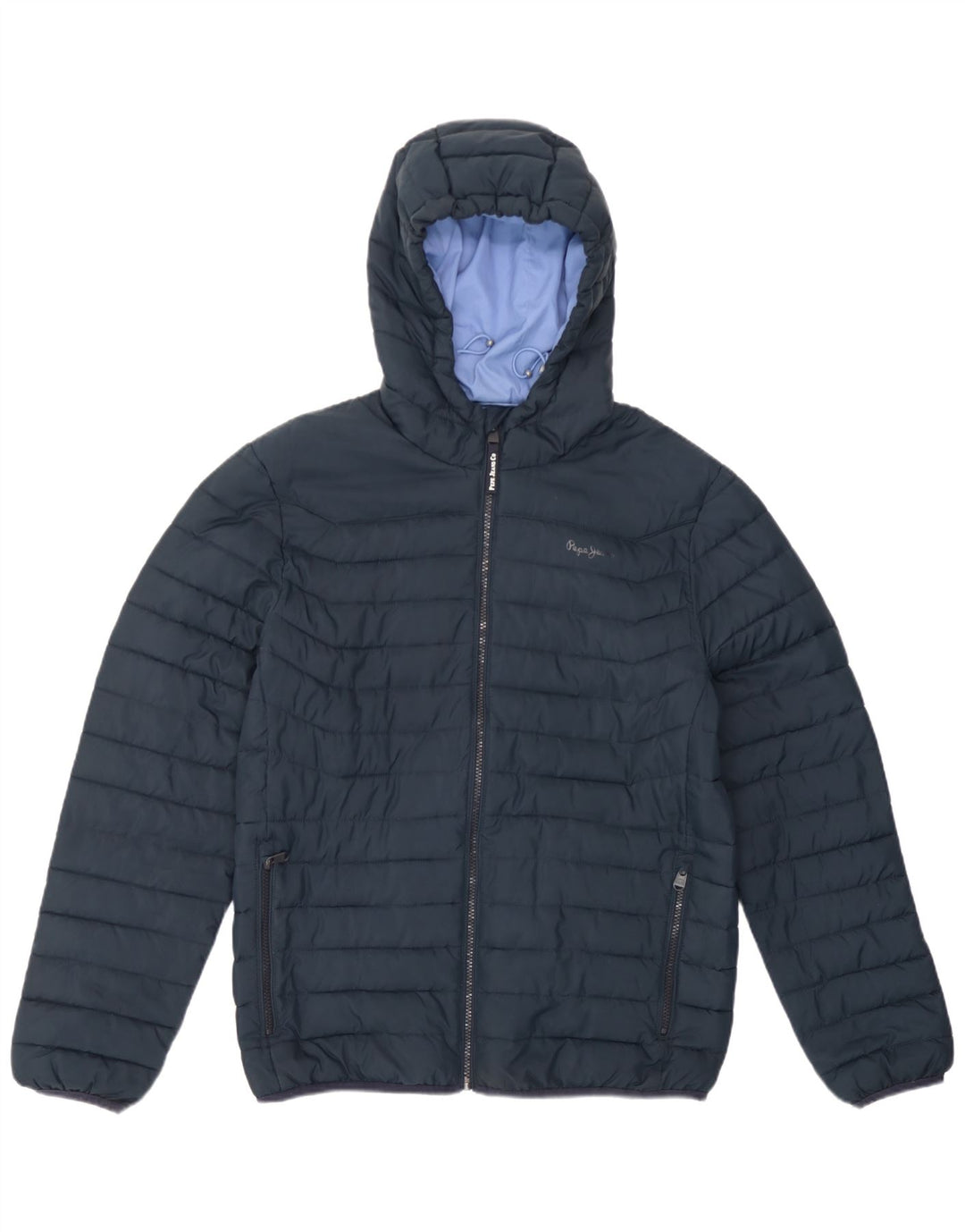 Jaqueta masculina acolchoada com capuz PEPE Jeans UK 38 poliéster azul marinho médio