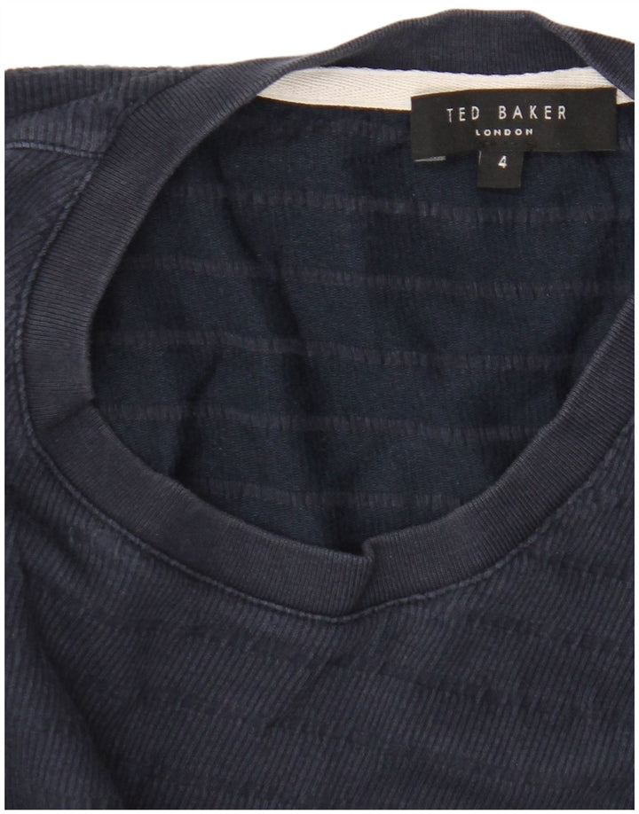 Camiseta masculina Ted Baker tamanho superior 4 grande algodão azul marinho