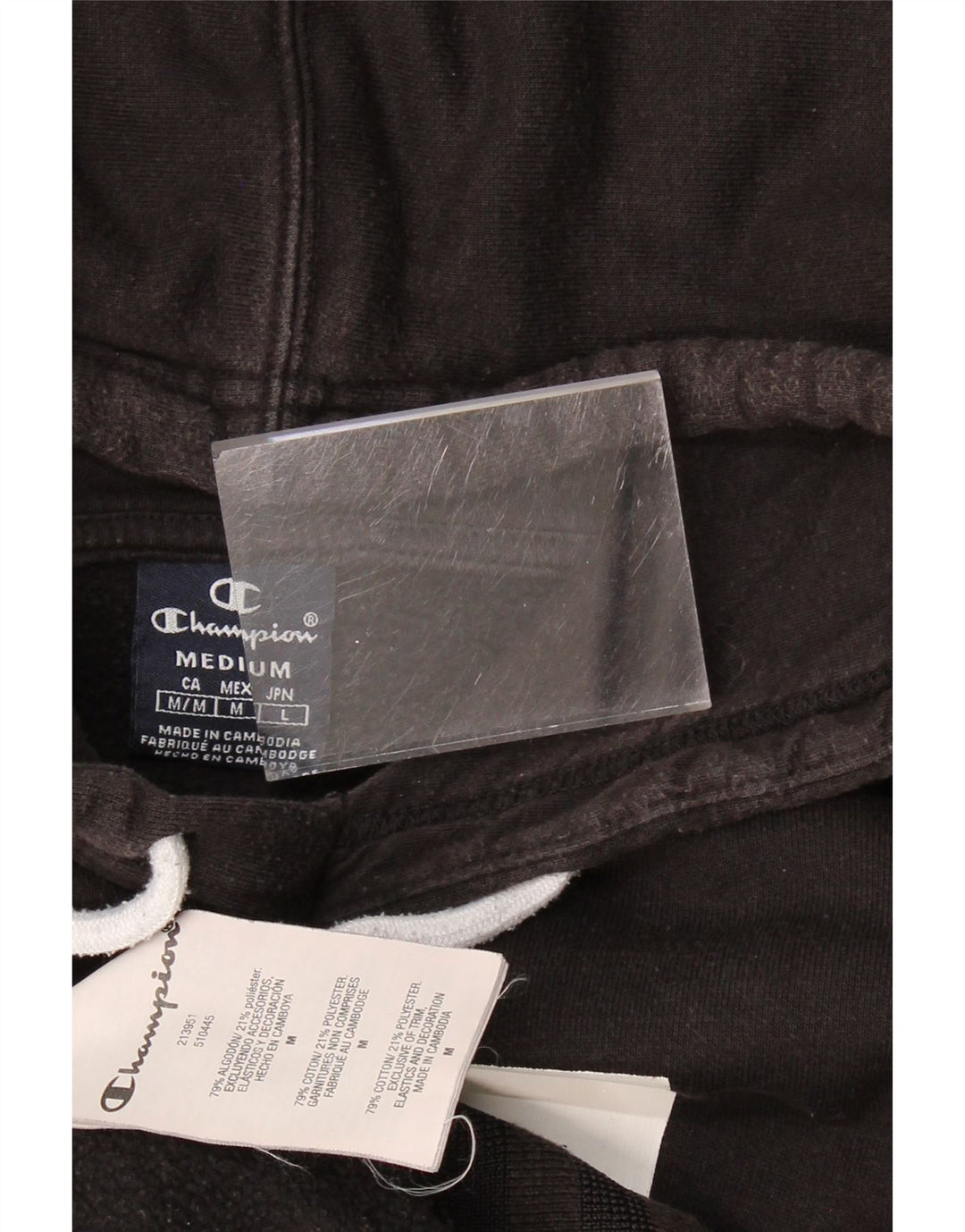 CHAMPION Suéter masculino com capuz gráfico médio preto de algodão colorido