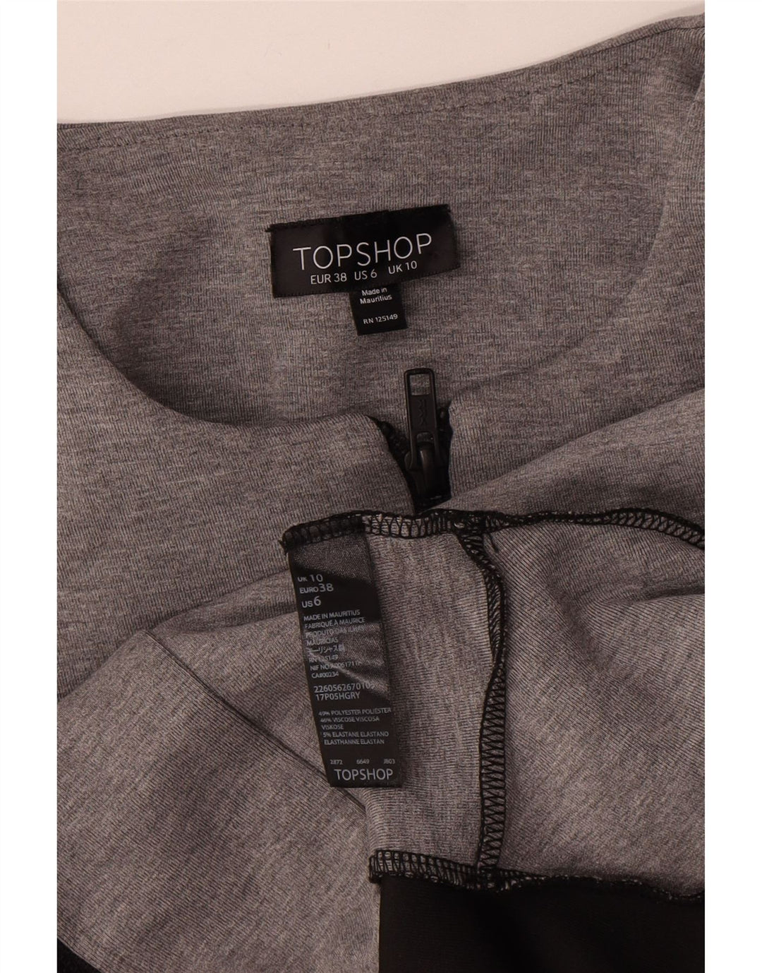 Jaqueta blazer feminina Topshop com zíper completo Reino Unido 10 bloco cinza pequeno