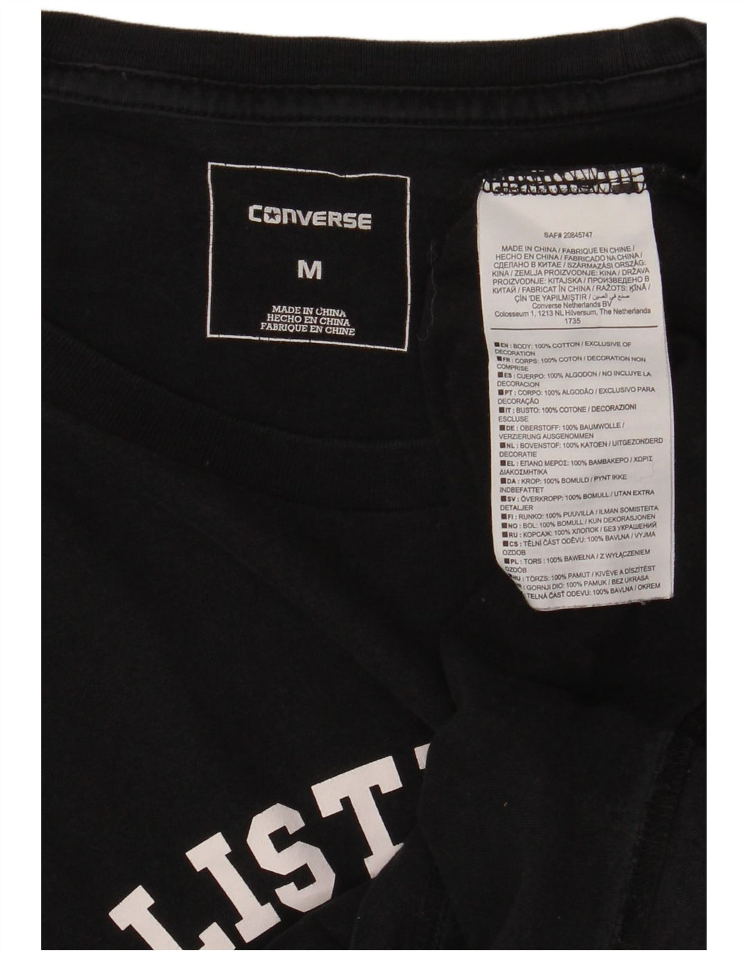 Camiseta gráfica masculina CONVERSE Top médio algodão azul marinho