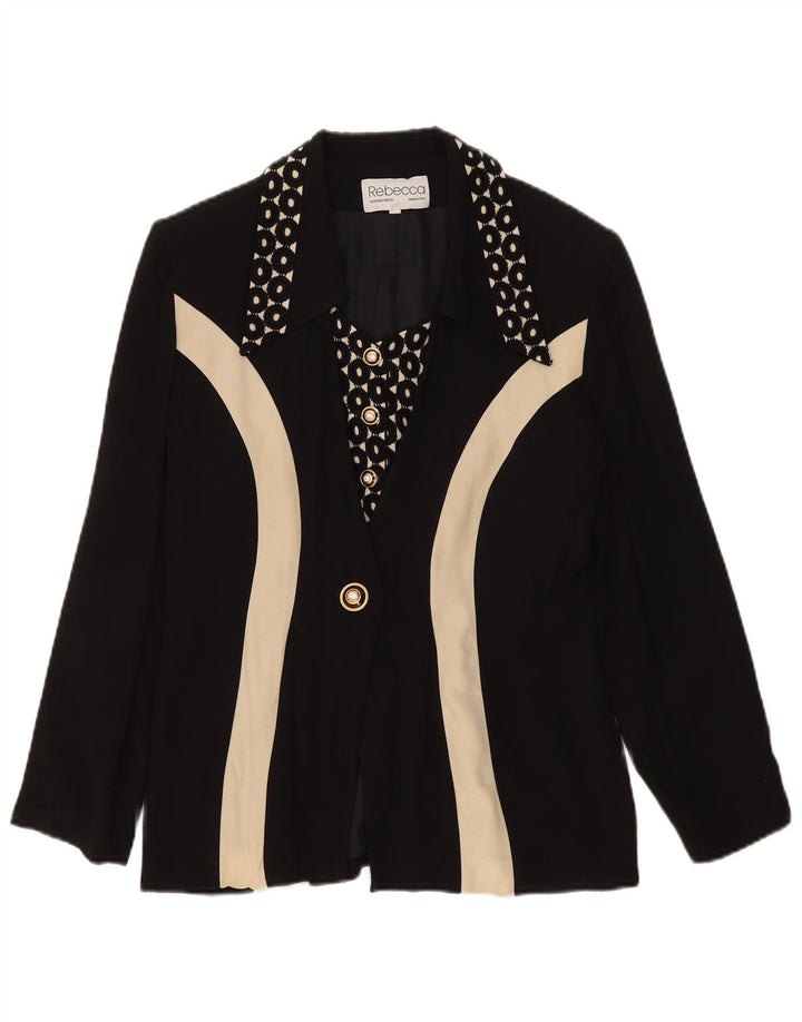 Jaqueta blazer feminina Rebecca com 1 botão IT 42 bloco colorido preto médio