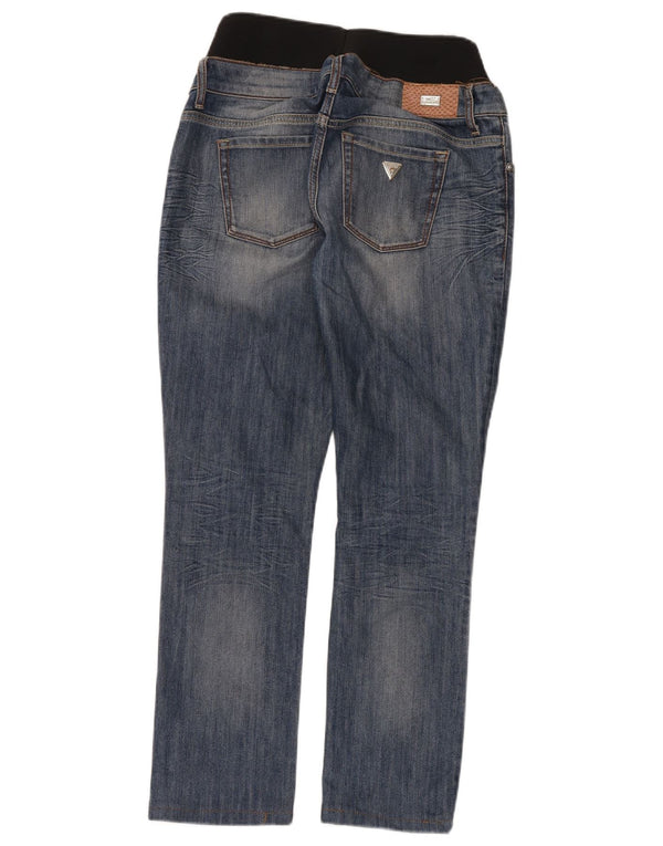 Calça jeans reta feminina Guess W24 L28 azul colorblock