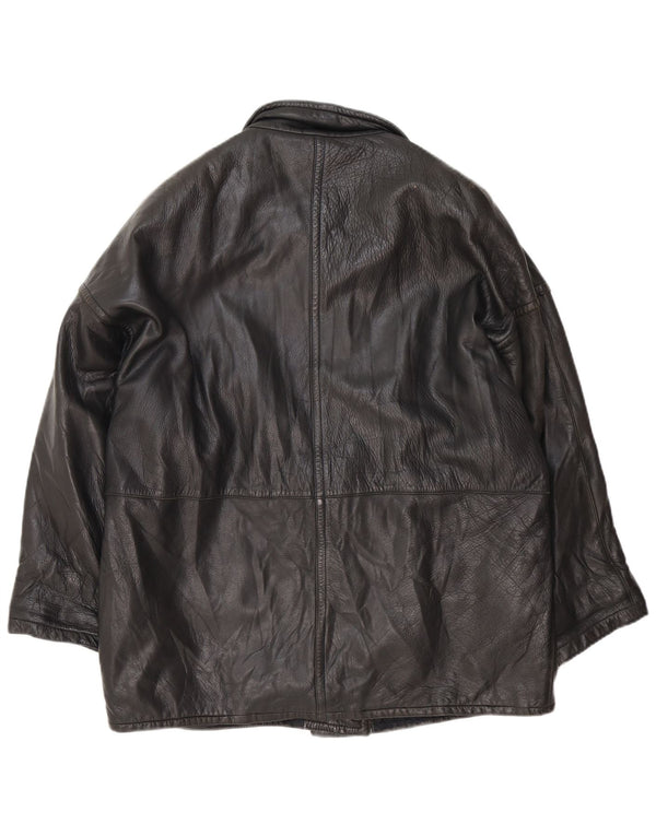 Jaqueta de couro feminina vintage UK 18 XL preta
