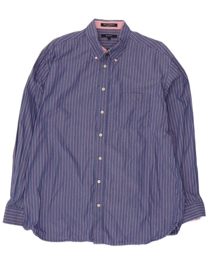 Camisa masculina Gant Regular Fit XL algodão listrado azul