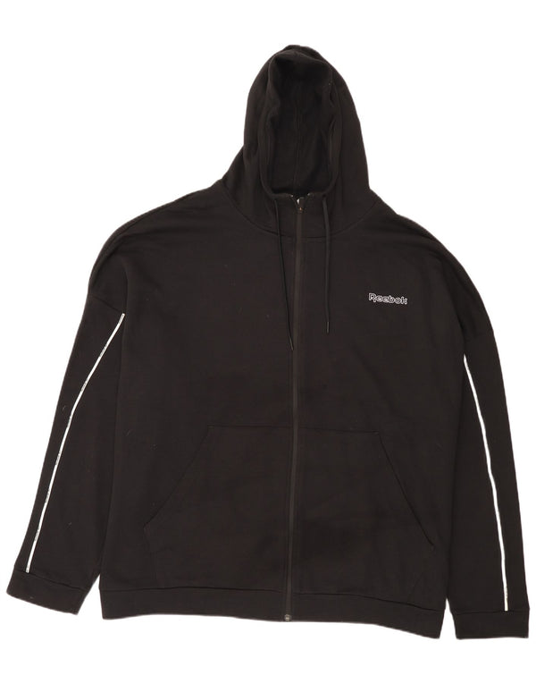 Suéter Reebok masculino com capuz e zíper 3XL algodão preto