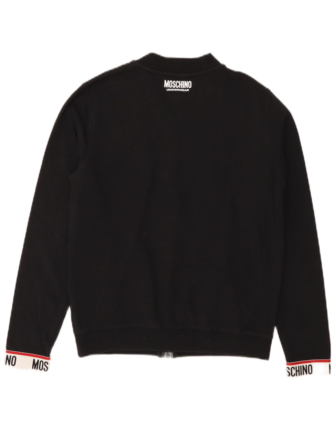 MOSCHINO Womens Graphic Tracksuit Top Jacket UK 12 Medium Black Cotton