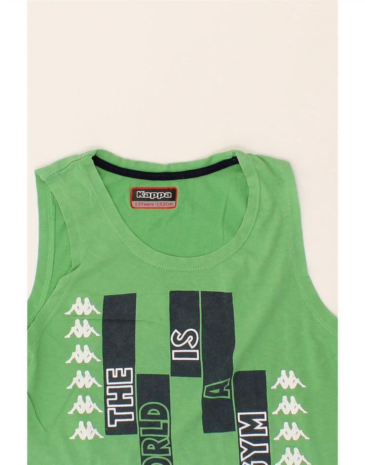 KAPPA Boys Graphic Vest Top 11-12 Years Green Cotton Vintage Kappa and Second-Hand Kappa from Messina Hembry 
