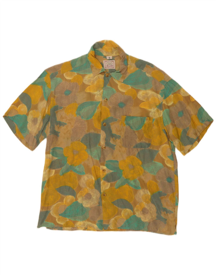 Camisa masculina de manga curta Ciao pequena floral amarela