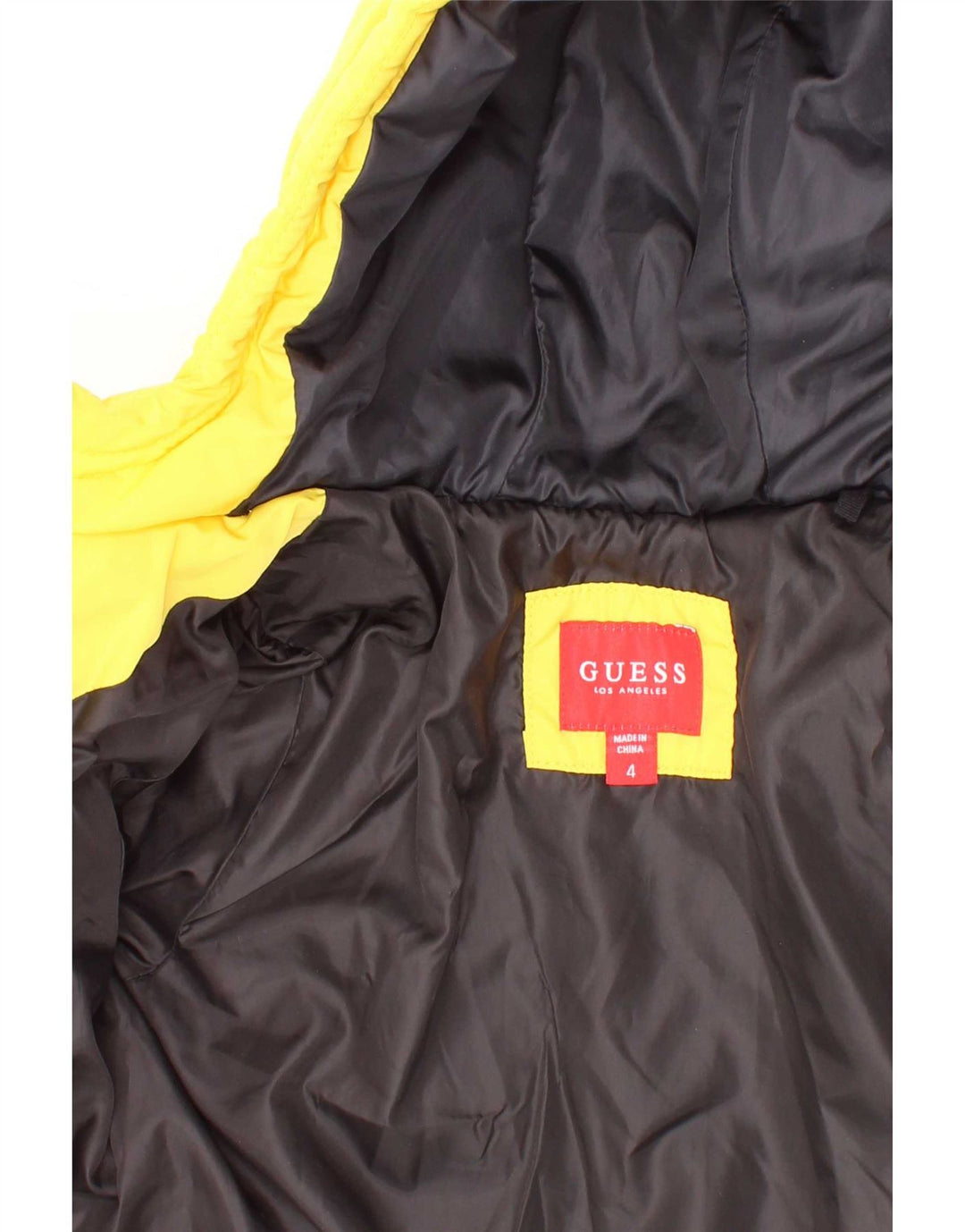 Casaco acolchoado com capuz gráfico Guess Boys 3-4 anos poliéster amarelo