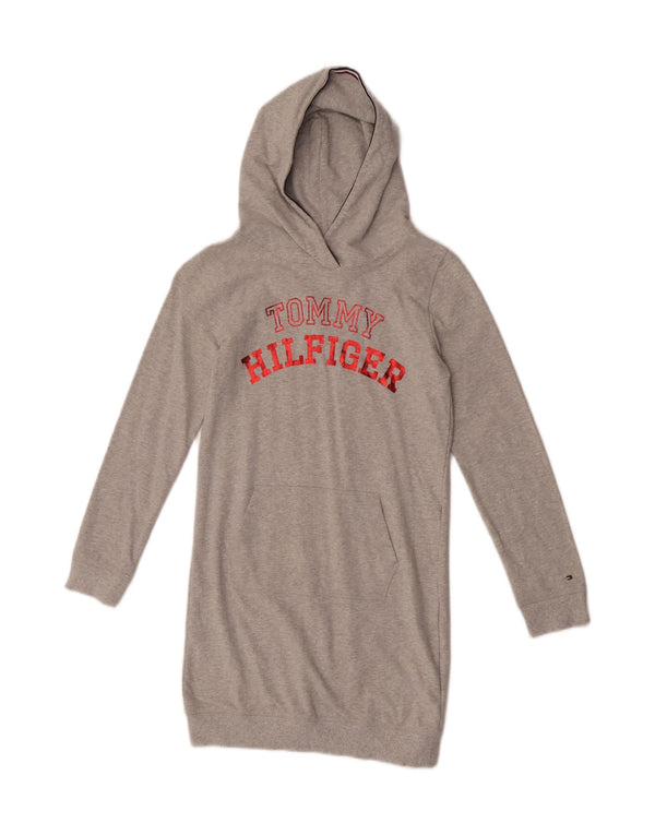 Tommy Hilfiger Vestido feminino com capuz estampado 13-14 anos algodão cinza
