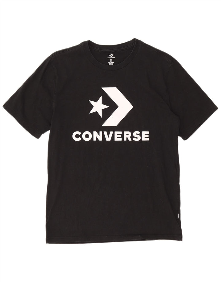CONVERSE Mens Graphic T-Shirt Top Medium Black Cotton