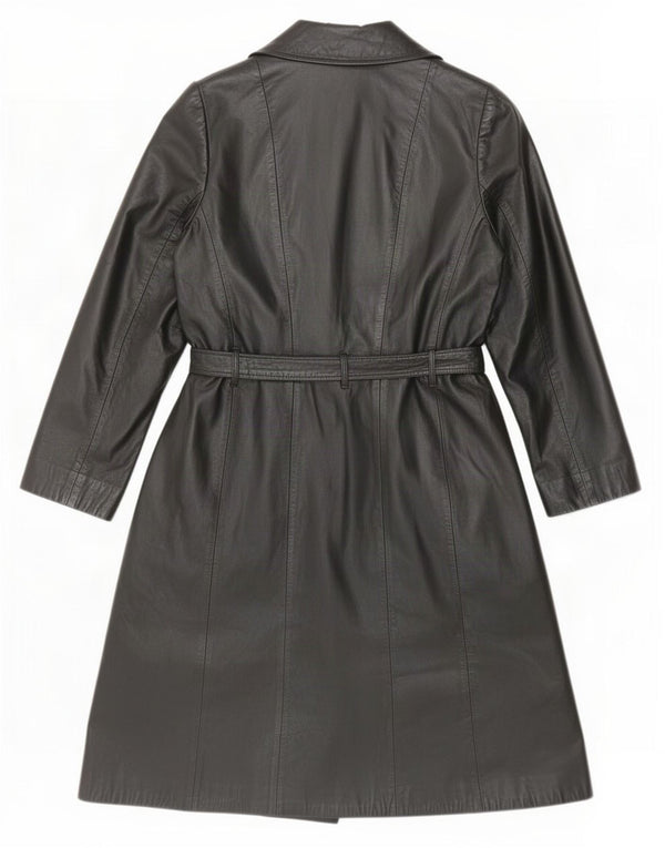 Casaco de couro feminino vintage IT 46 grande preto