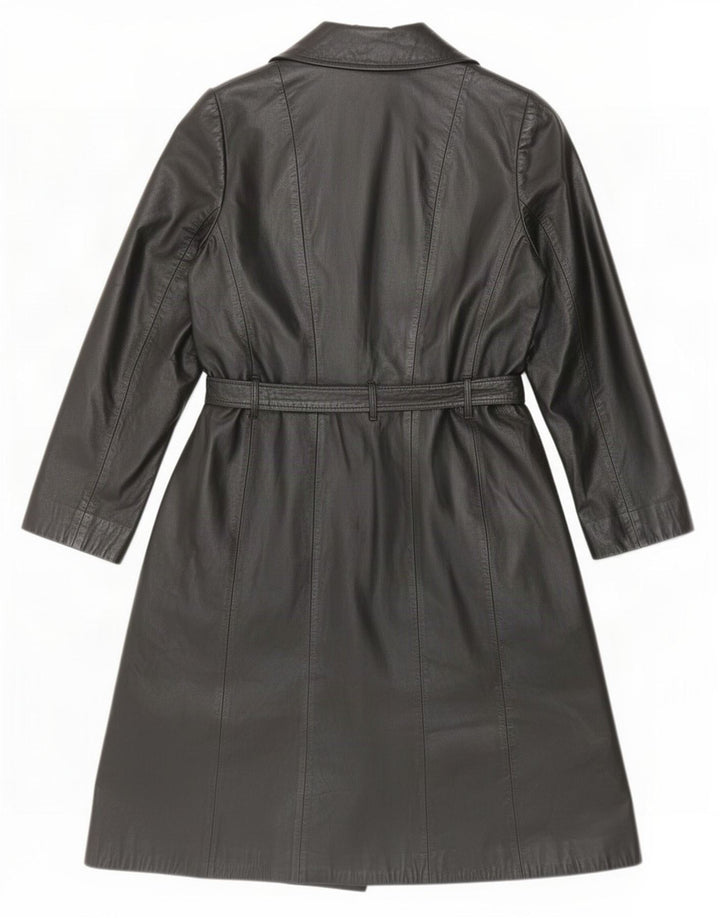 Casaco de couro feminino vintage IT 46 grande preto