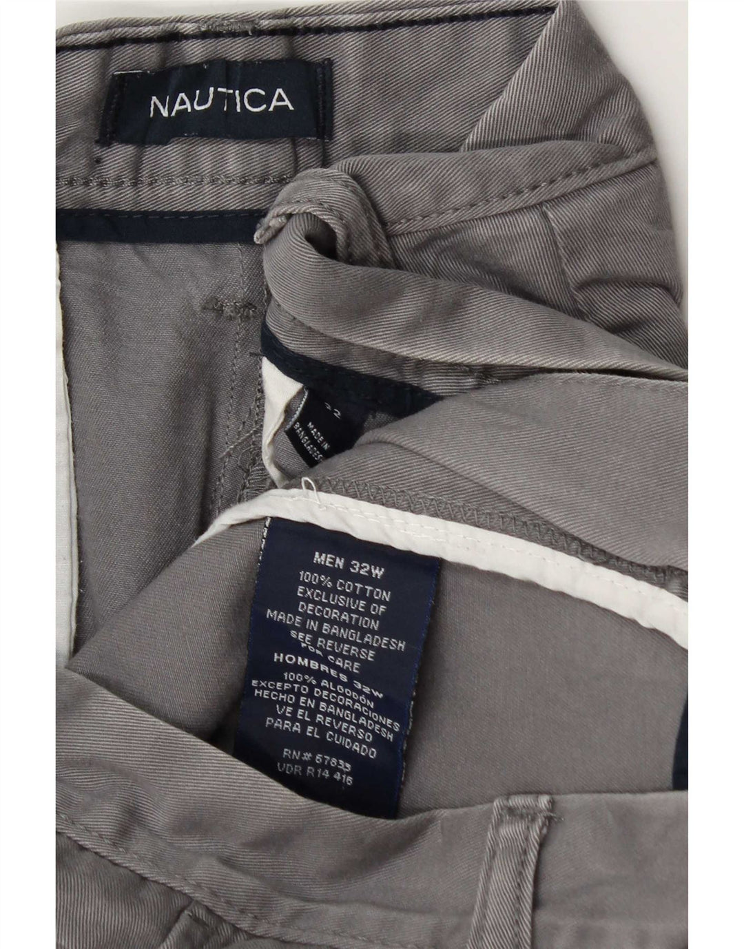 Nautica Mens Chino Shorts W32 Algodão Cinza Médio