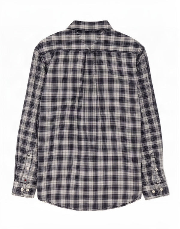 Camisa masculina de flanela Tommy Hilfiger grande algodão xadrez azul marinho