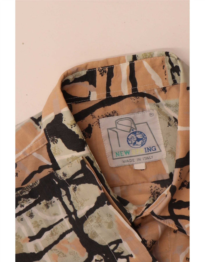 Camisa masculina vintage abstrata padrão manga curta grande multicolorida