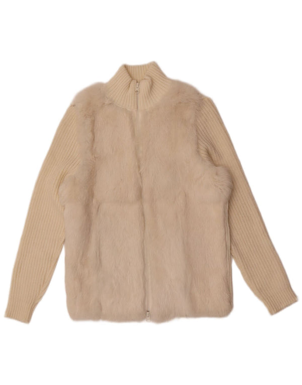 Suéter cardigã feminino Zara UK 12 médio off white acrílico