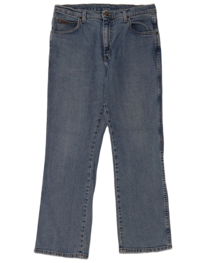 Wrangler Mens Straight Jeans W34 L30 Azul Algodão