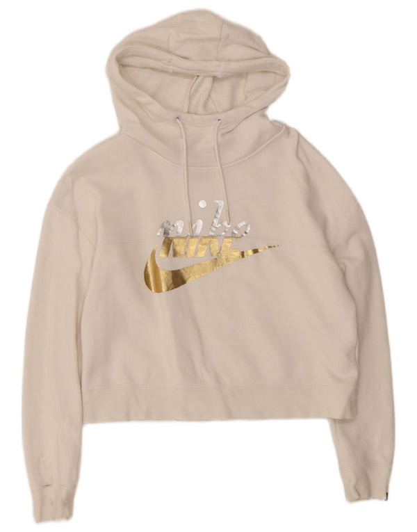 Jumper com capuz gráfico Nike feminino oversized crop UK 6 XS branco