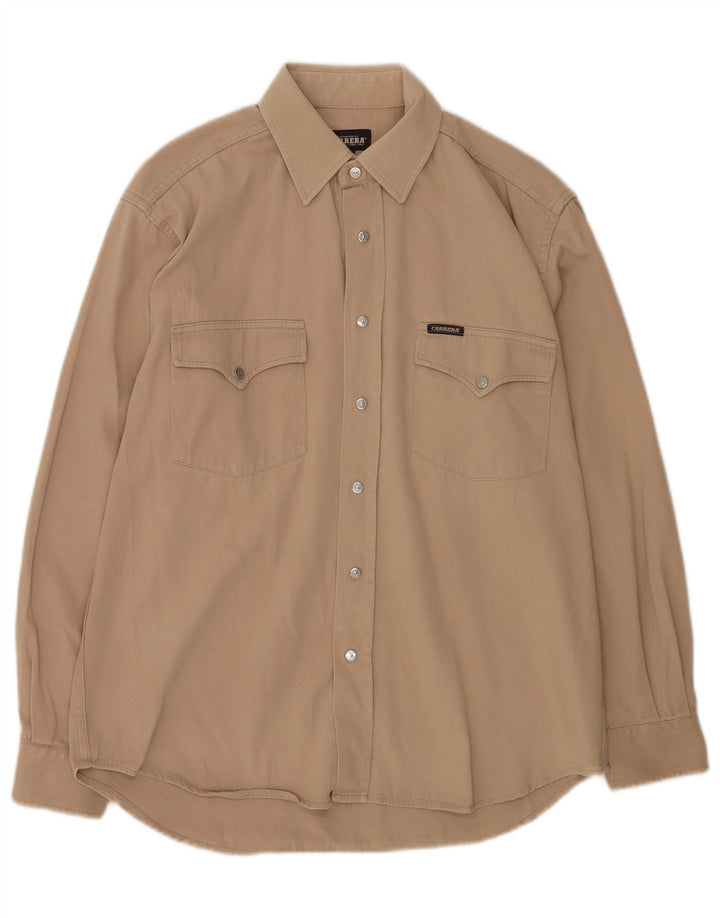 Camisa masculina Carrera de algodão marrom médio