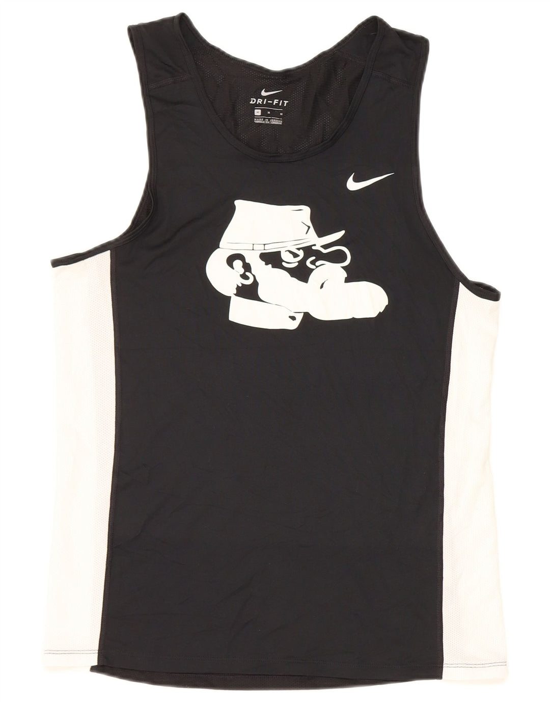 Colete gráfico Nike masculino Dri Fit Top médio preto colorblock poliéster