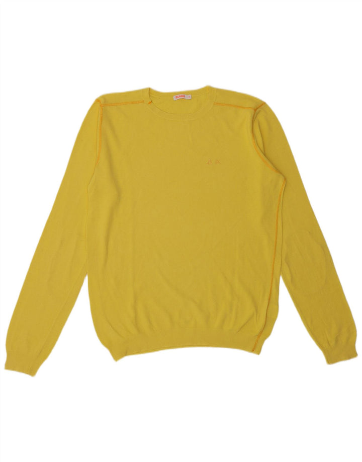 Suéter masculino Sun68 com gola redonda XL de algodão amarelo